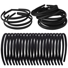 Zifengcer black satin covered headbands 20-pack for versatile DIY styling and gifting.