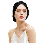 ZIMASILK 22 Momme silk bonnet worn during sleep for breathable comfort.