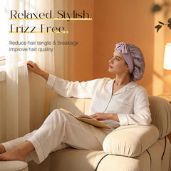ZIMASILK double-layer silk bonnet on pillow guards hair.