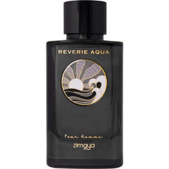 Zimaya Reverie Aqua Pour Homme bottle front, suggesting fresh sophistication for daily wear