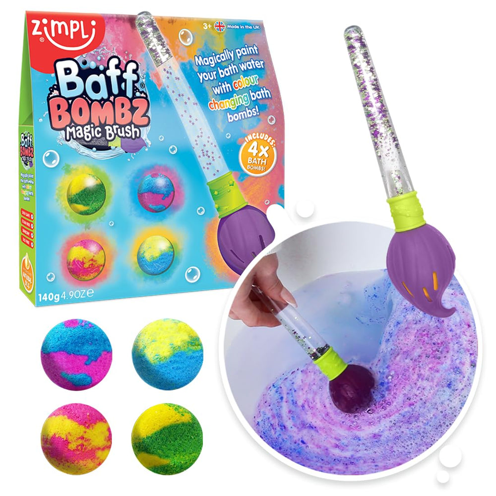 ZIMPLI Baff Bombz, pincel mágico para colorear el agua del baño