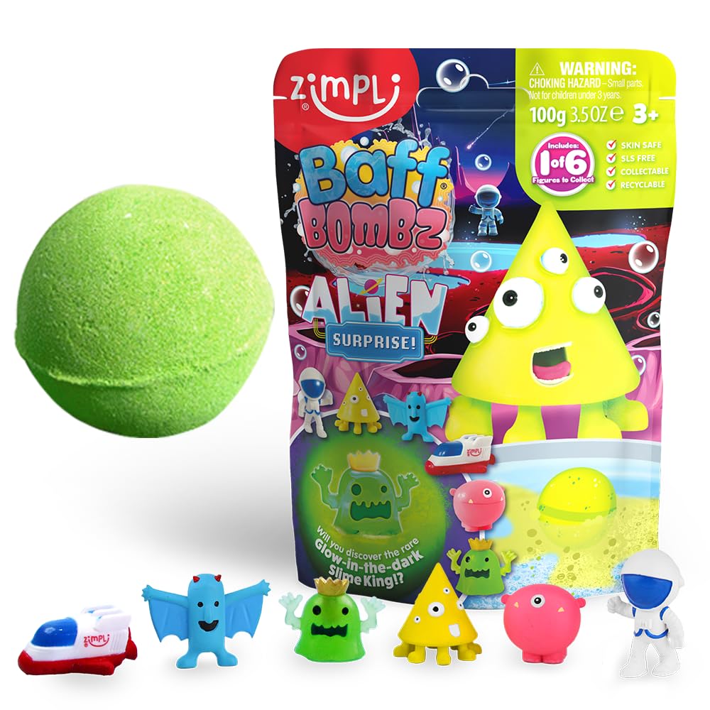 Zimpli Kids bomba de baño alien dentro: juguete sorpresa para juego seguro.