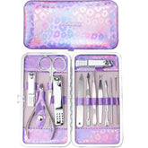 ZIZZON nail clippers kit in holographic purple case for travel