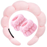 Diadema Zkptops para lavado facial rosa, suave y absorbente para empezar tu rutina.