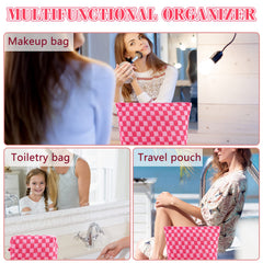 ZLFSRQ checkered travel pouch doubles as a stylish purse or toiletries bag.