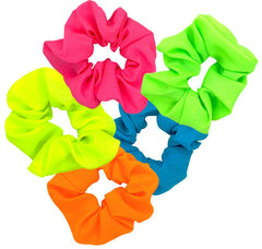 ZLXO NOVELTIES neon scrunchies hot pink for vibrant ponytails and playful outfits.