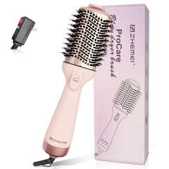 zm zHEMEI 1300W hair dryer brush front view with quick drying performance.