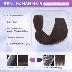 ZNXDJXE natural seamless volume created by dark brown clip-in extensions