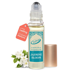 Zoha Jasmine Bloom roller bottle, compact 6ml for on-the-go fragrance.