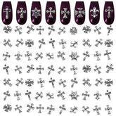 ZOKLU 120 Pcs cross nail charms—eight styles for bold Y2K and gothic nails.
