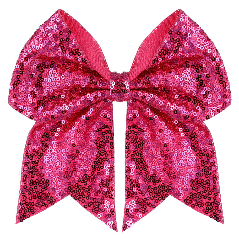 Zolyco large glitter bow clip hot pink close-up adds sparkling hair detail