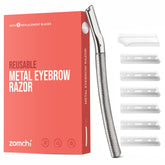 ZOMCHI Eyebrow Razor with silver handle; precision grooming for subtle facial hairs.