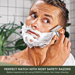 Zomchi platinum-coated blades glide smoothly for a clean, comfortable shave.