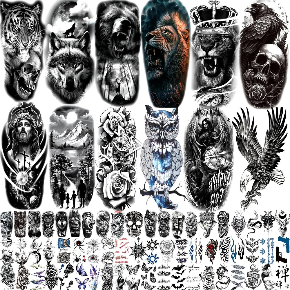 Zomme tatuajes temporales calavera negra, perfecto para noche de brujas y estilo audaz