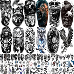 Zomme tatuajes temporales calavera negra, perfecto para noche de brujas y estilo audaz