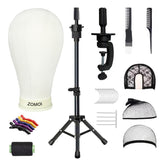 ZOMOI canvas wig head with 22-inch size, ideal for secure pinning and display