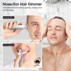 ZORAMI ear-nose-trimmer in hand demonstrates ergonomic control.
