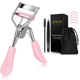 Zowor eyelash curler with comb in pink, easy lift for a wide-eyed look.