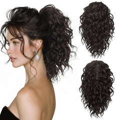 ZQIAN BEAUTY 12-Inch dark brown pony tail clip for instant volume