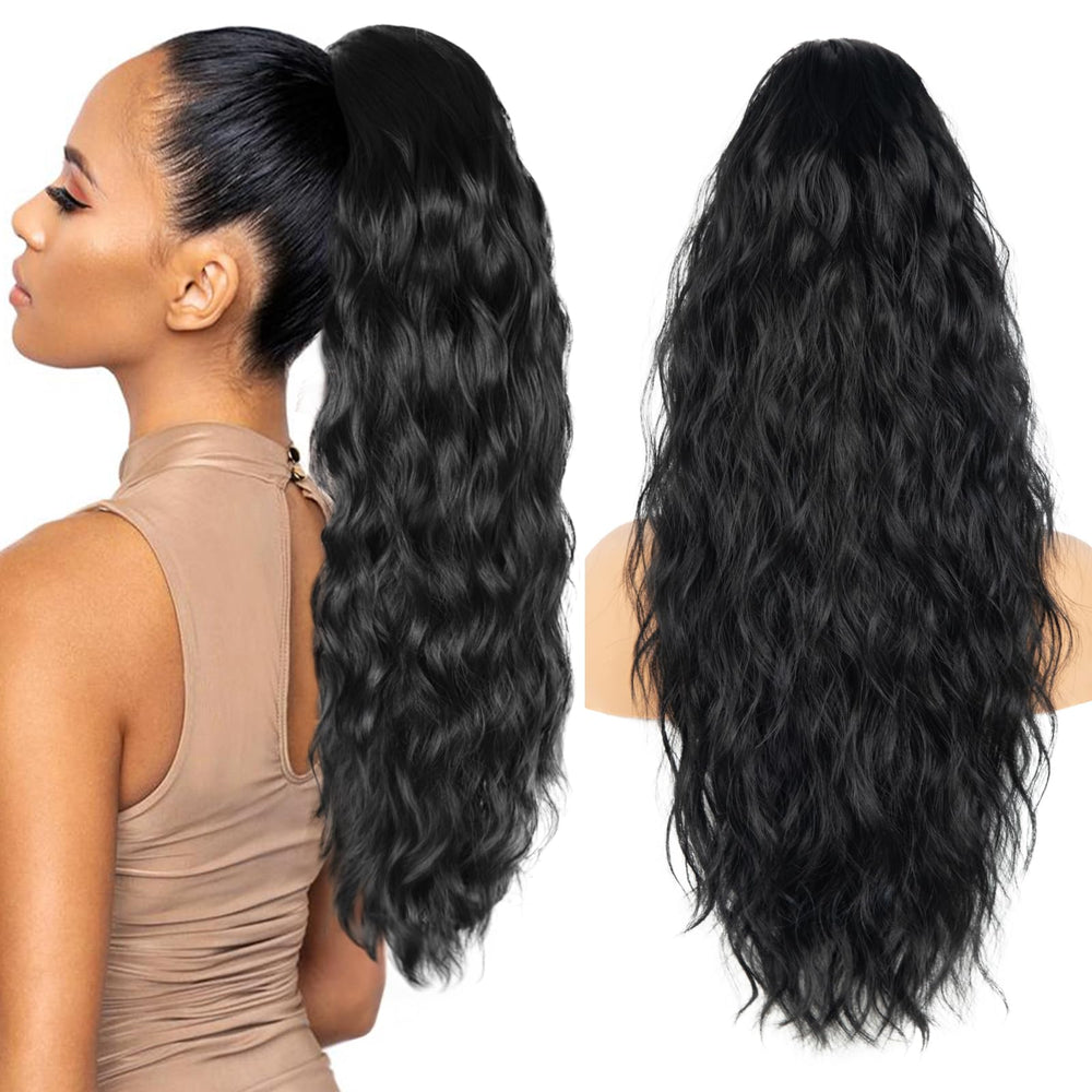 ZQIAN BEAUTY 26in black ponytail extension with drawstring adds instant volume.