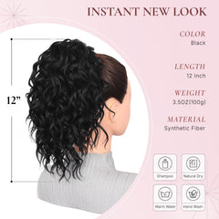 ZQIAN BEAUTY curly synthetic hair texture blends naturally for fuller look.