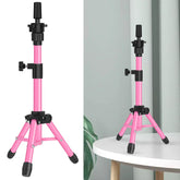 ZQIAN BEAUTY pink wig stand tripod base for a stable practice display