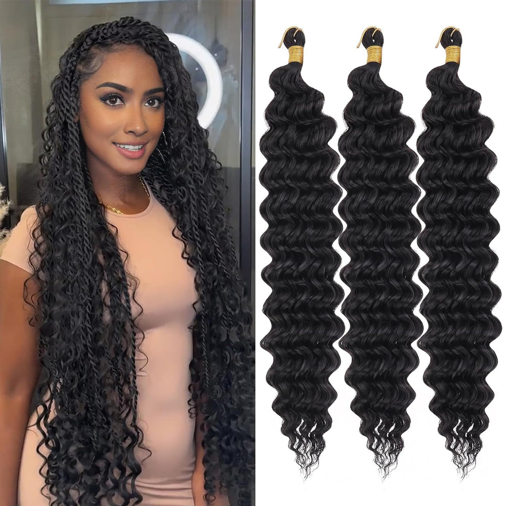 ZRQ Deep Wave Crochet Hair 18-inch natural black 1B adds voluminous texture.