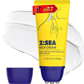 Z:SEA neck firming cream with roller in use to lift and smooth the neck