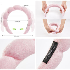 Diadema Ztomine Spa croissant morado para aplicar mascarillas con comodidad.