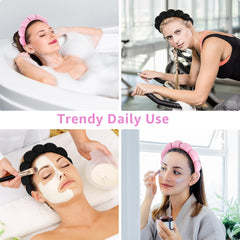 Diadema Ztomine spa terry rosa para mantener el cabello recogido durante tratamientos faciales.