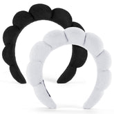 Ztomine spa headbands in white and black with croissant knot for hair protection during skincare