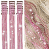 ZYXQZYX hair tinsel kit 18 pieces in pink adds sparkling accents for kids and adults.