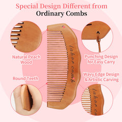ZZTDSD birth comb in natural peach wood with smooth finish