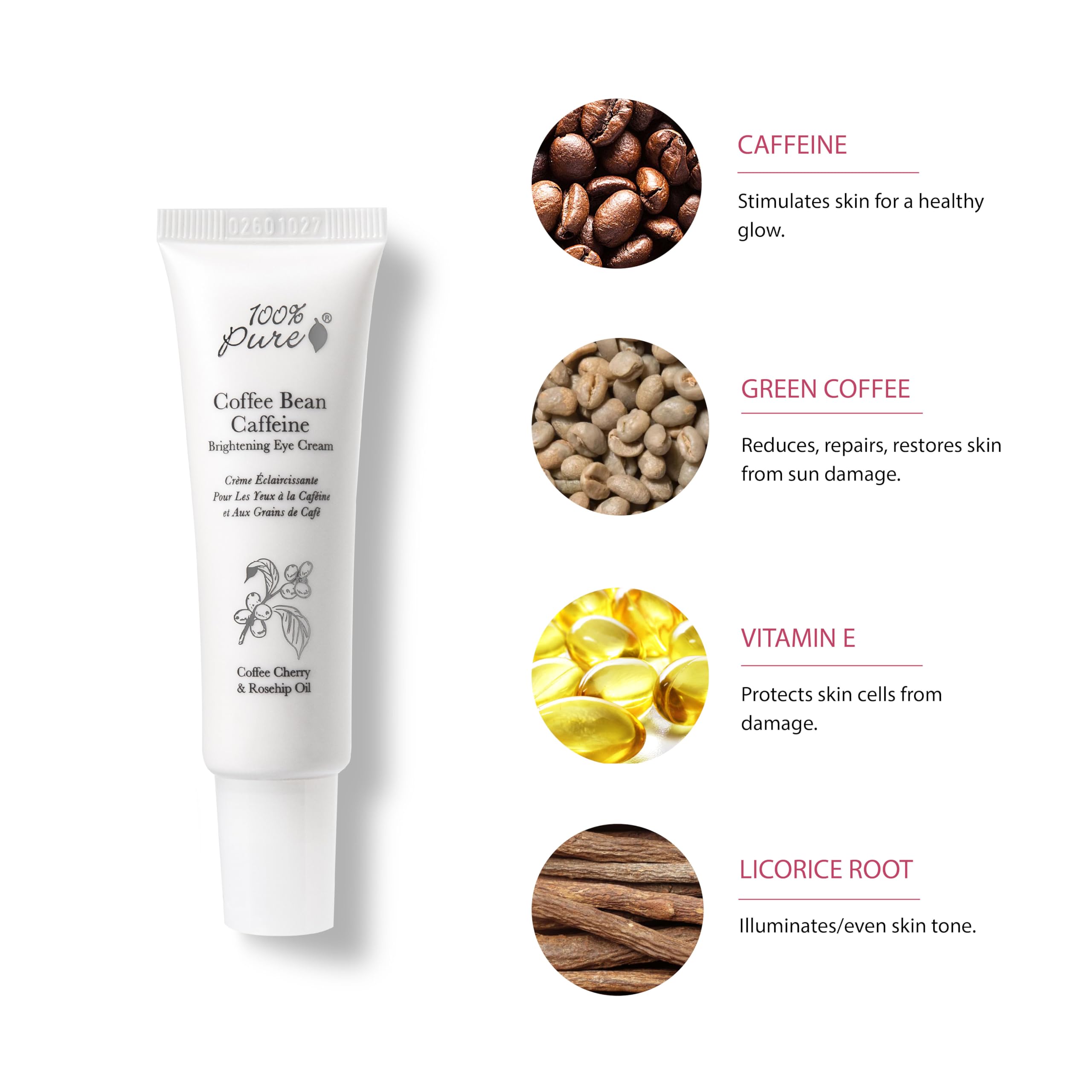 Swirl of 100% PURE Coffee Bean Caffeine Eye Cream on skin showing absorption.