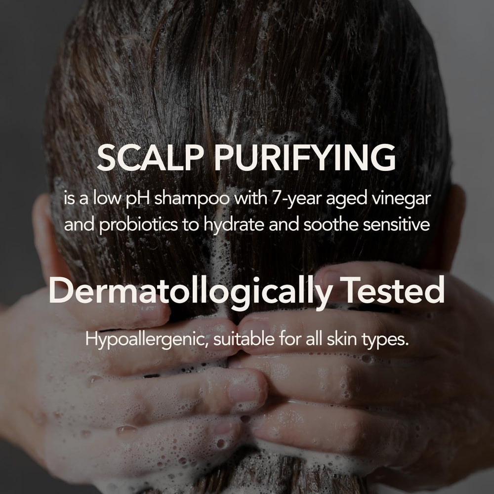 107 Clarifying Shampoo before-after shot revealing cleaner scalp