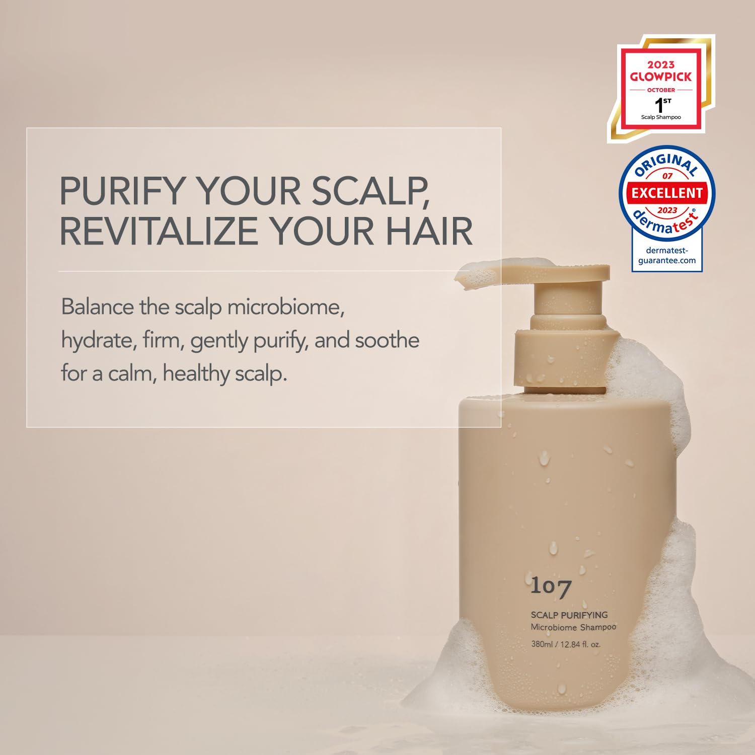 107 Clarifying Shampoo bottle top view with clean packaging