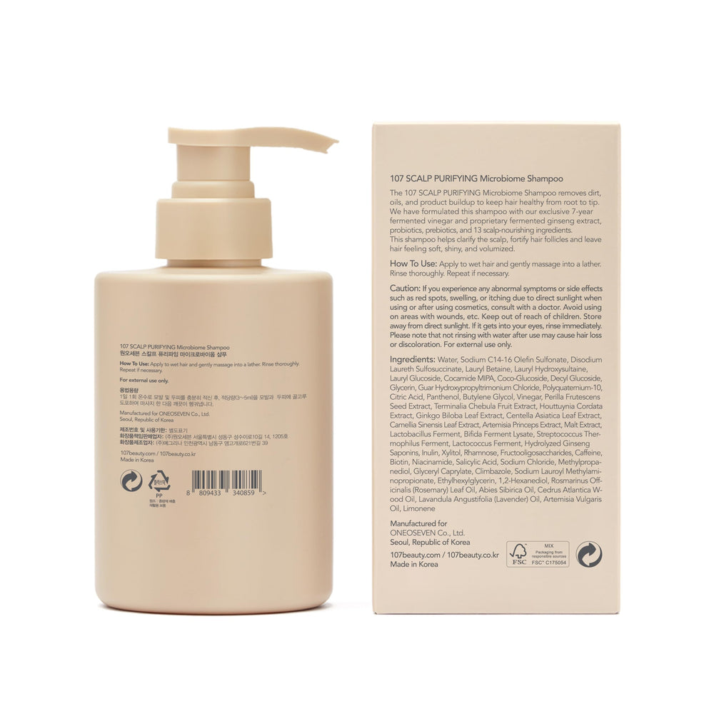 107 Clarifying Shampoo label detail emphasizes clean, cruelty-free formula
