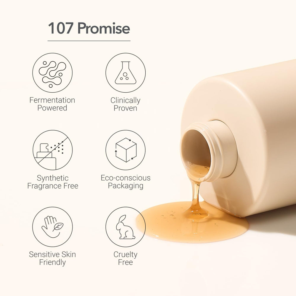 107 Clarifying Shampoo on sink with pump for easy use