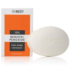 111MedCo ten percent benzoyl peroxide bar packaging showcases fragrance-free acne care.