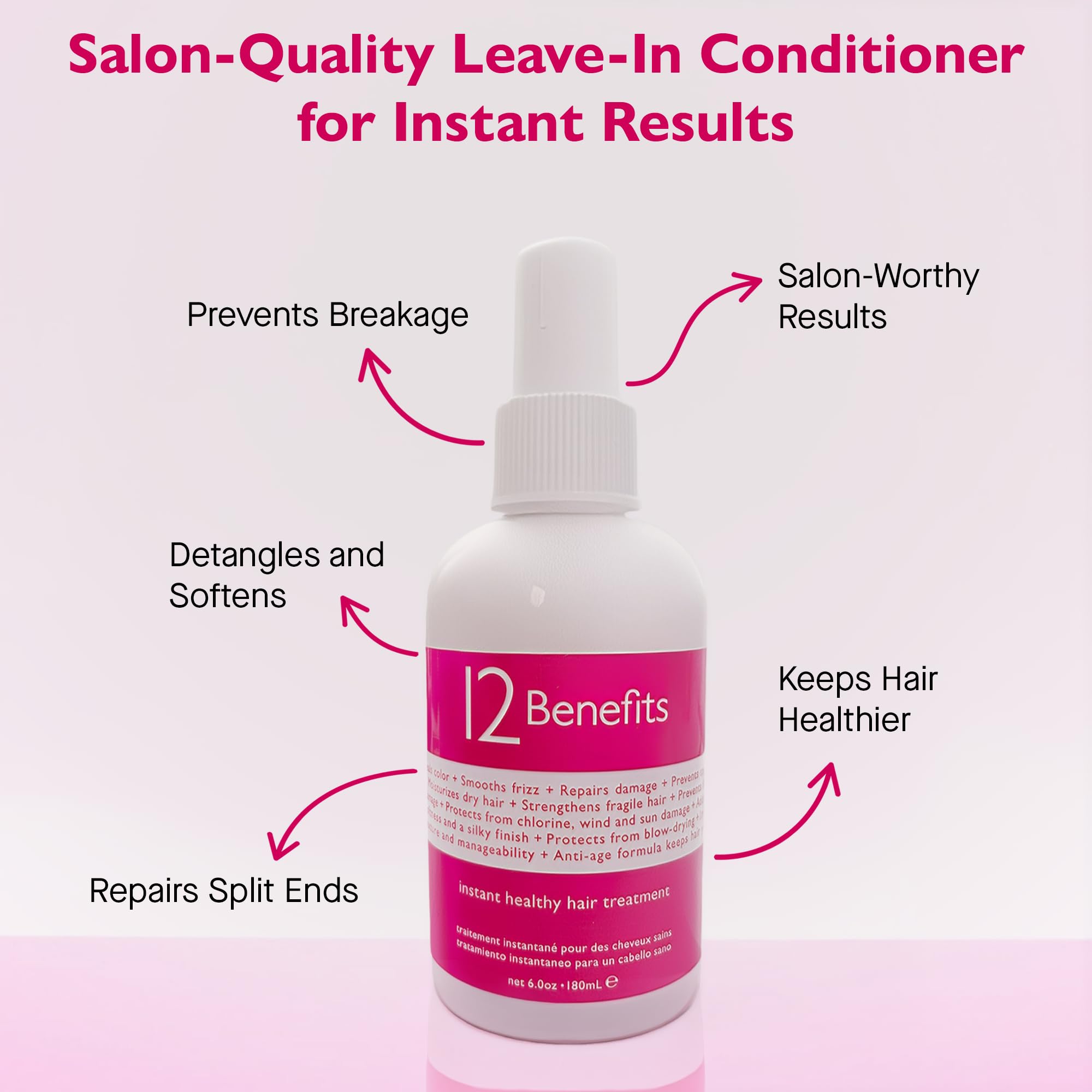 12 Benefits Quaternium 39 color protection close-up emphasizes moisture retention.