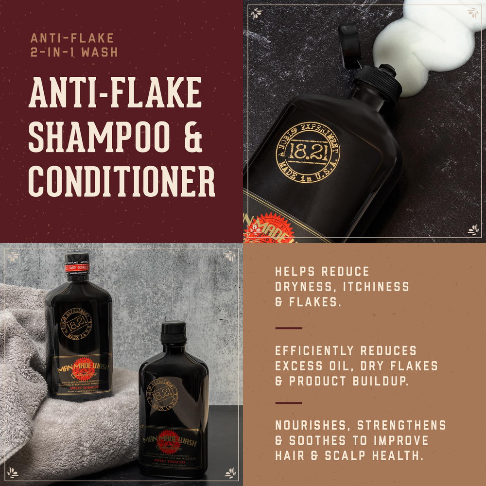 18-21 Man Made anti-flake bottle in shower for a quick cleanse.