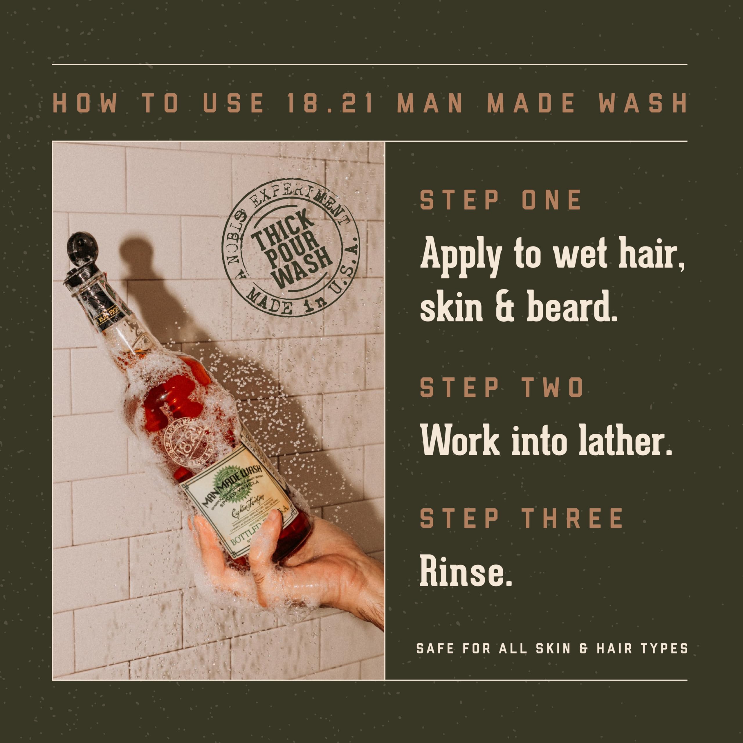 18.21 Man Made Original Spiced Vanilla hair-lather demonstrates conditioning while cleansing