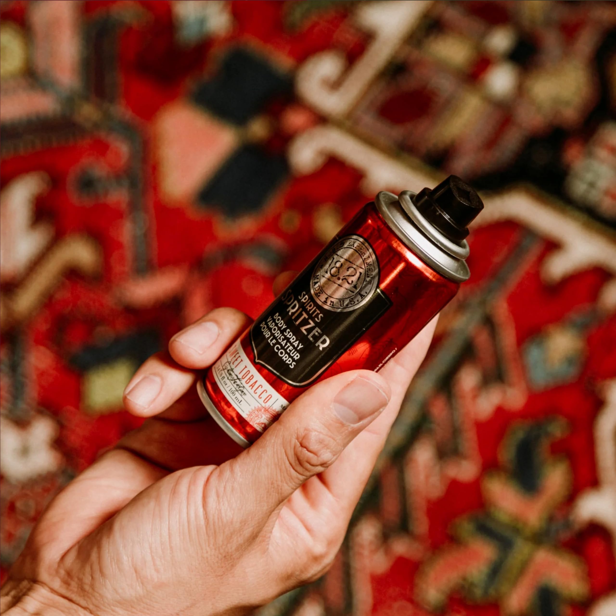18.21 Man Made Spirit Spritzer label closeup emphasizes fragrance notes