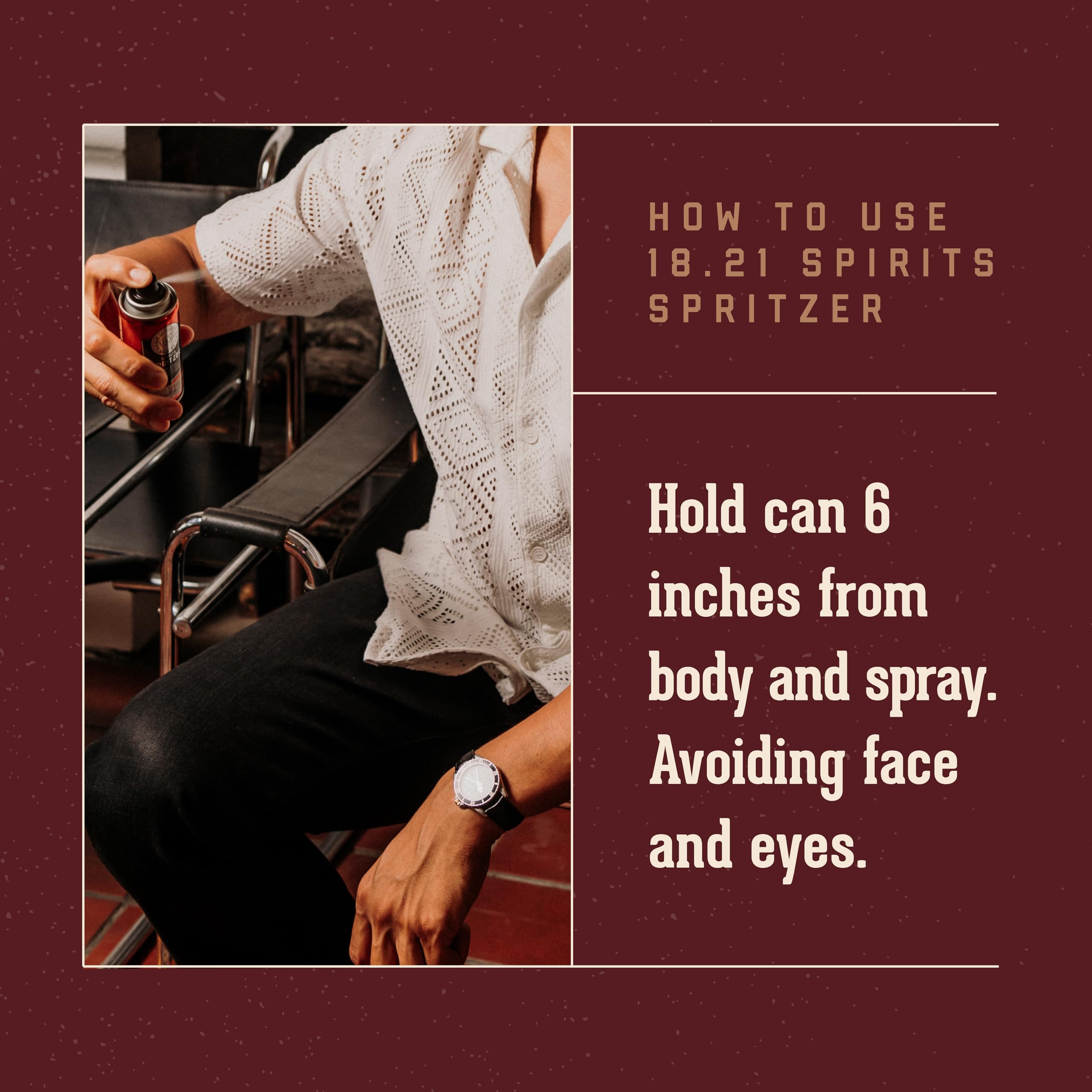 18.21 Man Made Spirit Spritzer spray action for quick, even aroma distribution