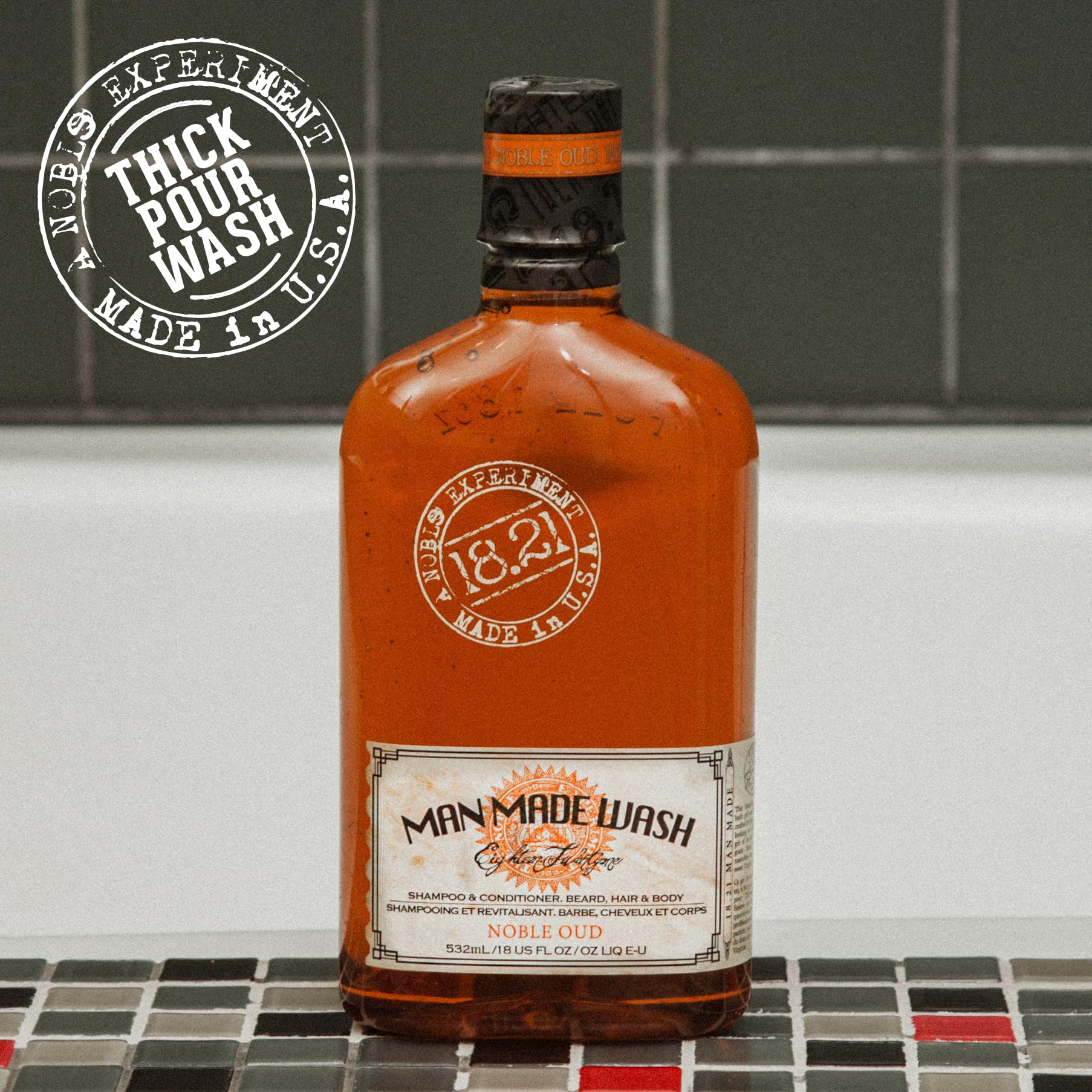 Noble Oud barbershop-inspired design on bottle highlights a professional grooming vibe.