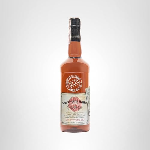 18.21 Man Made Sweet Tobacco wash back-view bottle suggests travel-friendly design