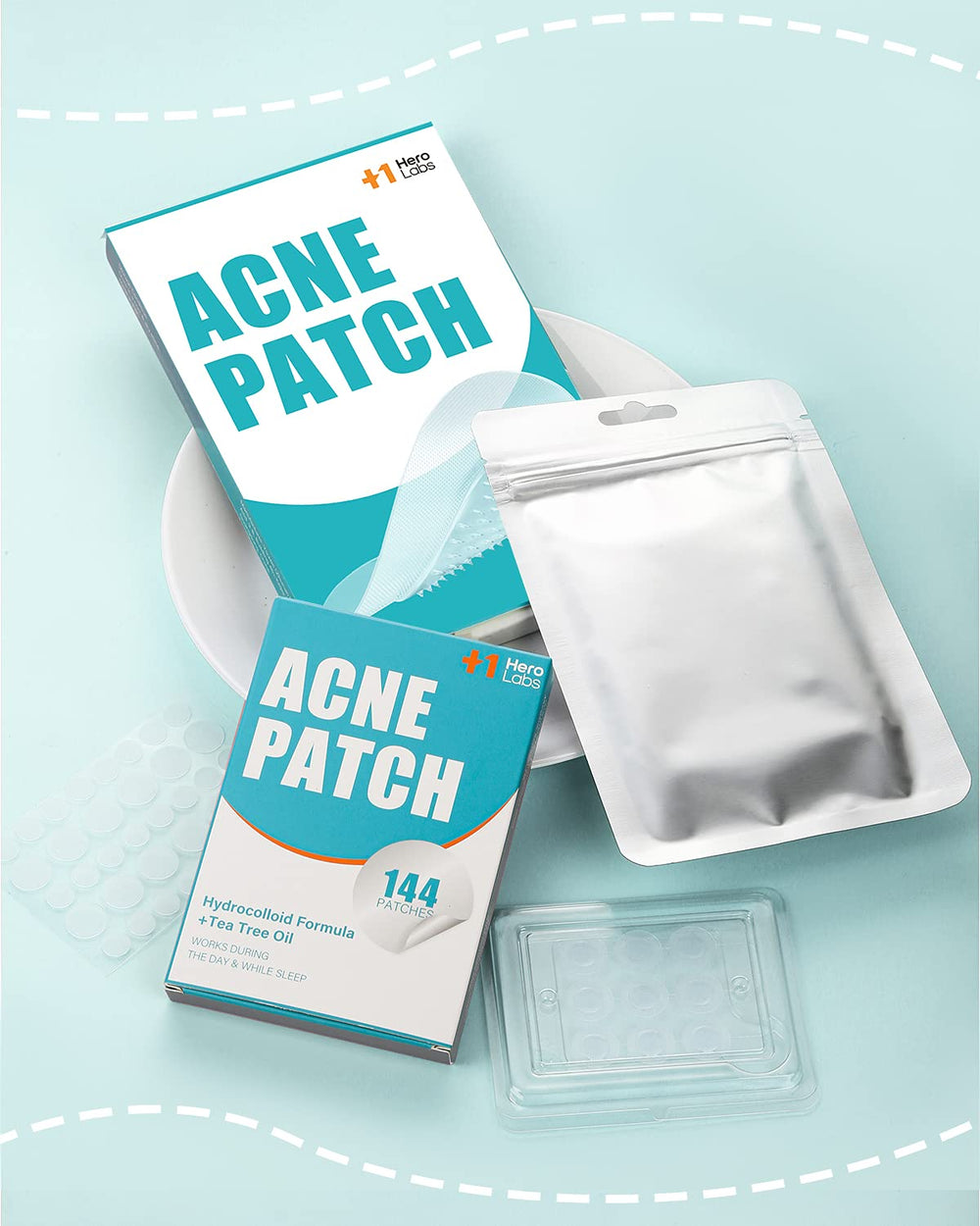 +1HEROLABS Parche acne sin fragancia, apto para piel sensible.