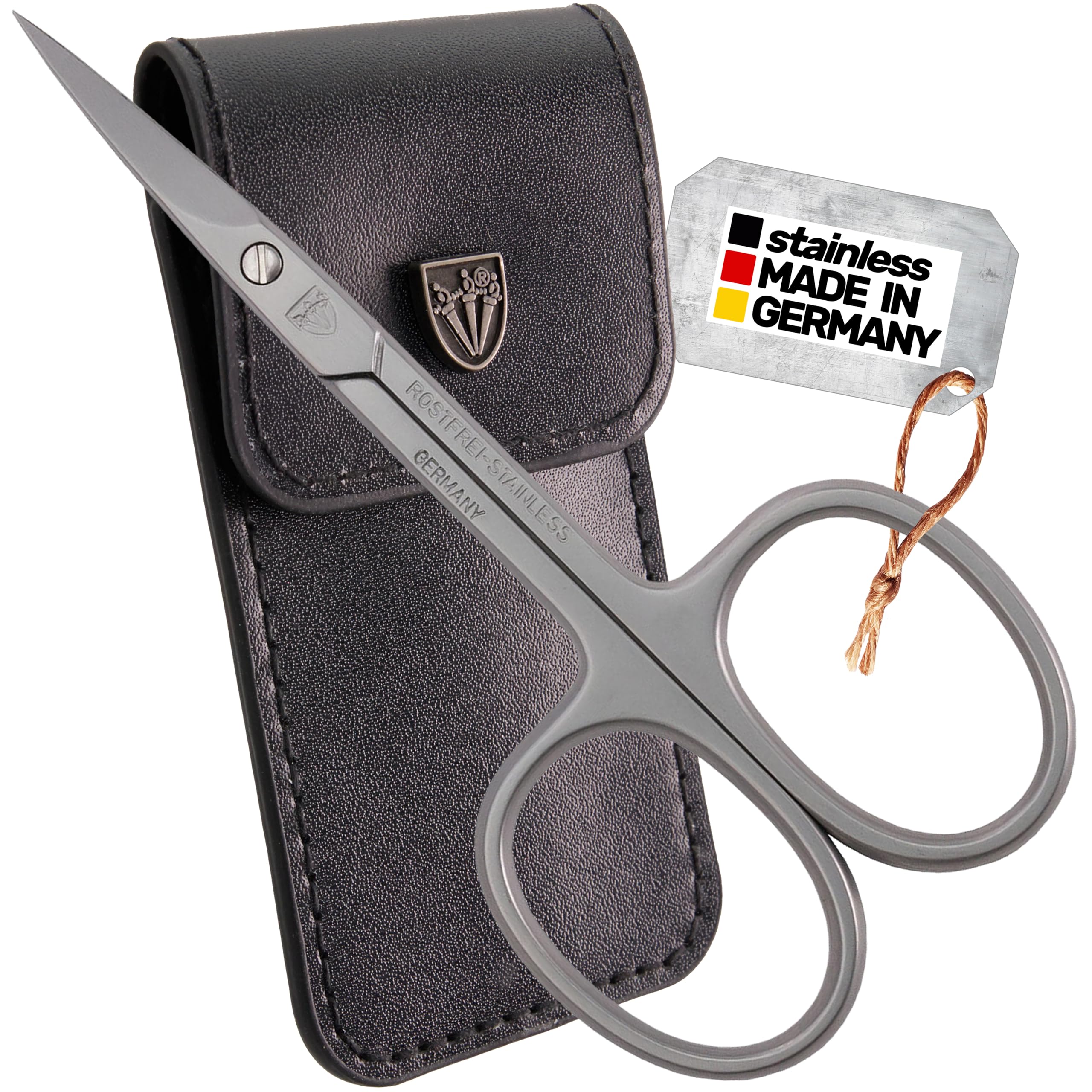 3 Swords Germany curved cuticle scissors with case for precise trimming.