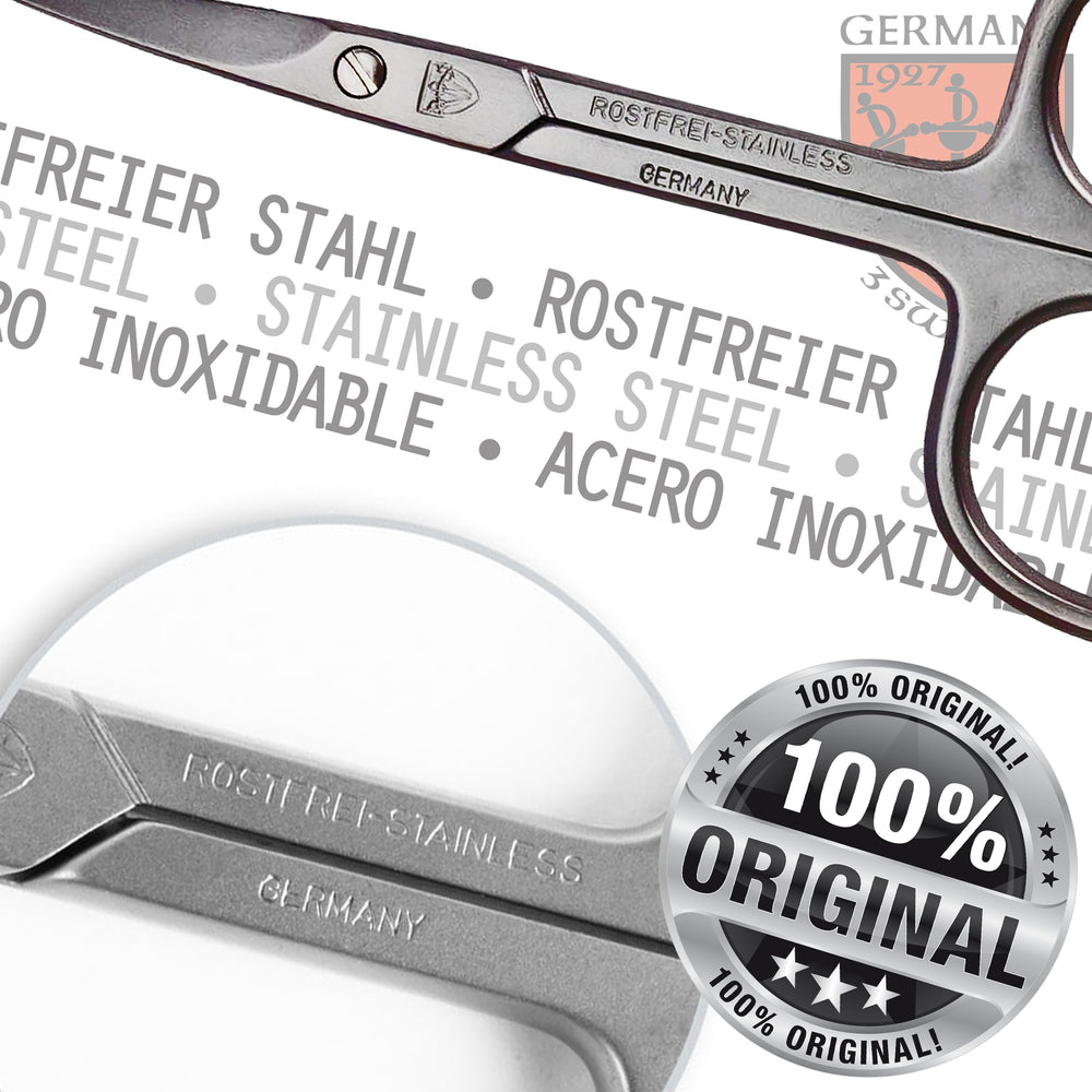 Open case display of 3 Swords Germany cuticle scissors.