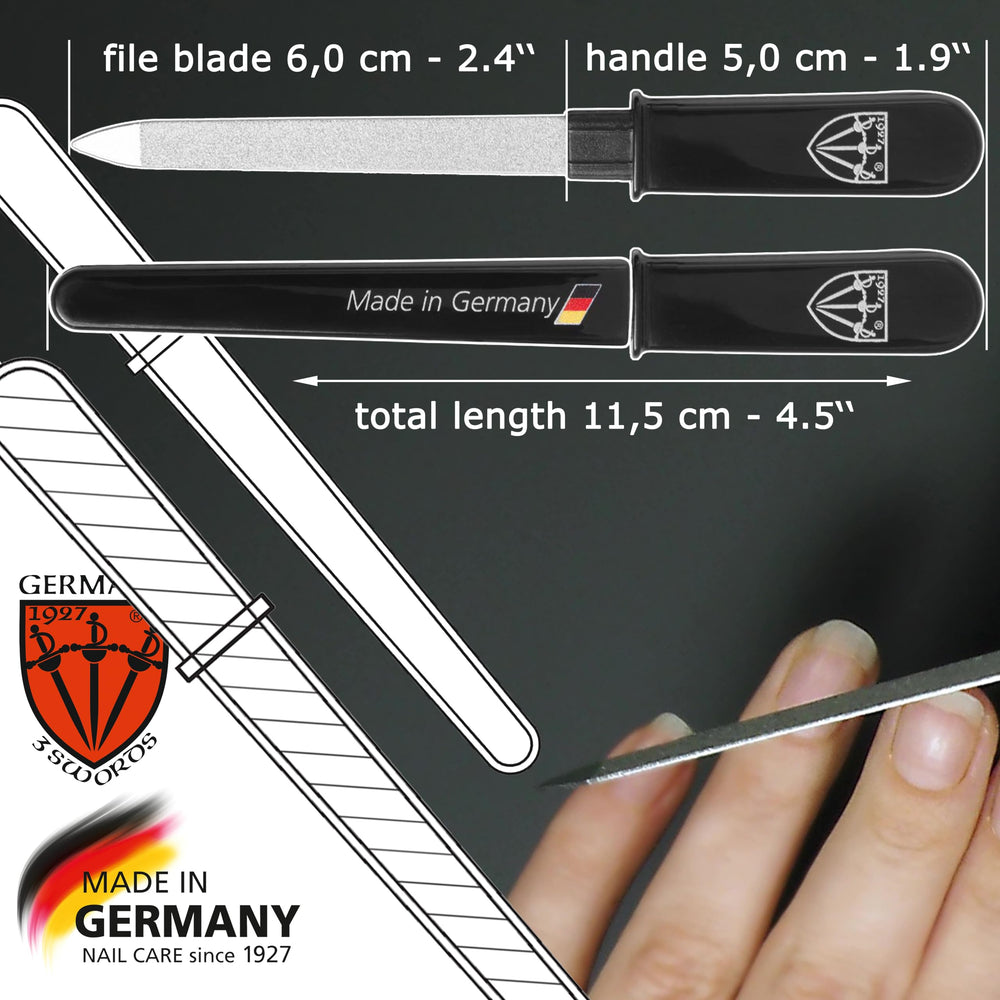 3 Swords Germany sapphire pocket nail file 4.3 inch compact for handbags